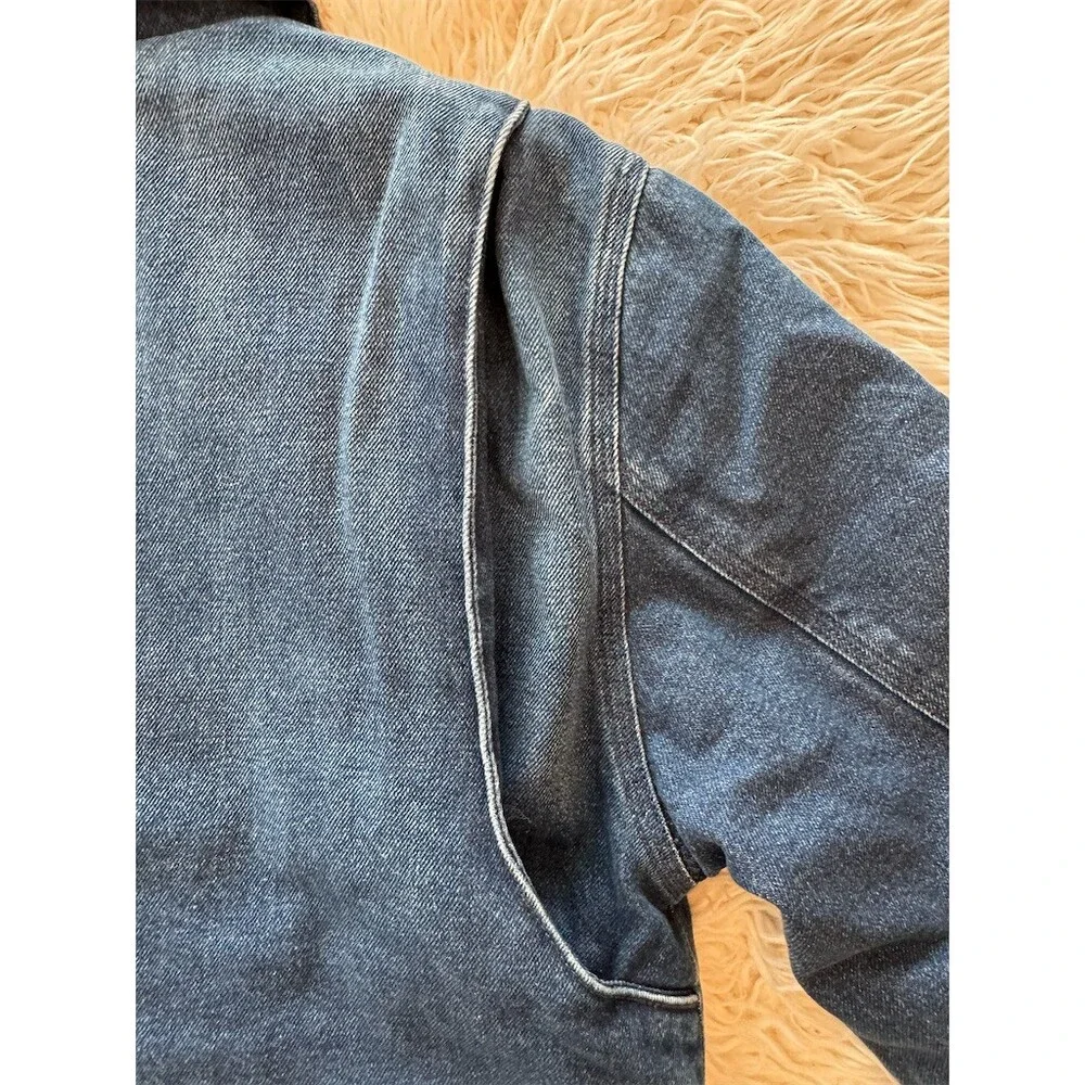 CUTE Carhartt Men's Relaxed Fit Sherpa-Lined Denim Jacket Blue Full Zip Size S - Picture 12 of 15